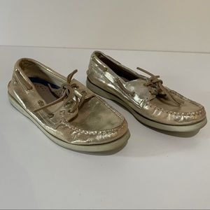 Sperry Original Eye Metallic Boat Shoe Gold Size 6.5
